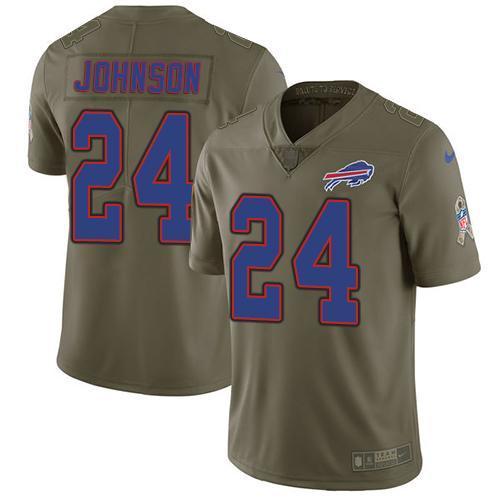 Buffalo Bills #24 Taron Johnson Olive Stitched NFL Limited 2017 Salute To Service Jersey