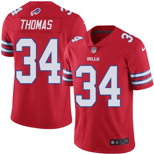 Buffalo Bills #34 Thurman Thomas Red Stitched NFL Elite Rush Jersey