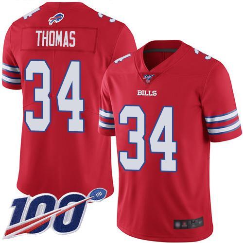 Buffalo Bills #34 Thurman Thomas Red Stitched NFL Limited Rush 100th Season Jersey