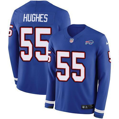 Buffalo Bills #55 Jerry Hughes Royal Blue Team Color Stitched NFL Limited Therma Long Sleeve Jersey