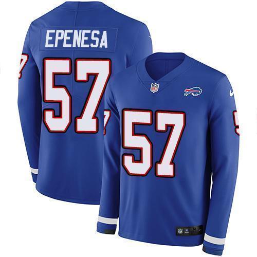 Buffalo Bills #57 A.J. Epenesas Royal Blue Team Color Stitched NFL Limited Therma Long Sleeve Jersey