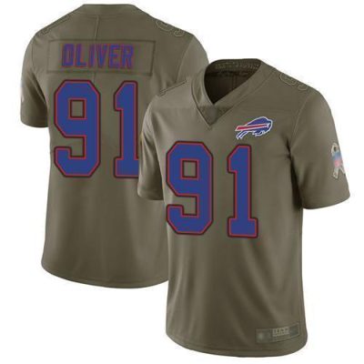 Buffalo Bills #91 Ed Oliver Olive Stitched NFL Limited 2017 Salute To Service Jersey