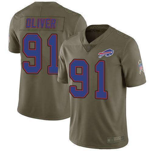 Buffalo Bills #91 Ed Oliver Olive Stitched NFL Limited 2017 Salute To Service Jersey