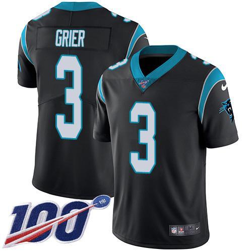 Nike Carolina Panthers #3 Will Grier Black Team Color Stitched th Season Vapor Untouchable Limited Jersey