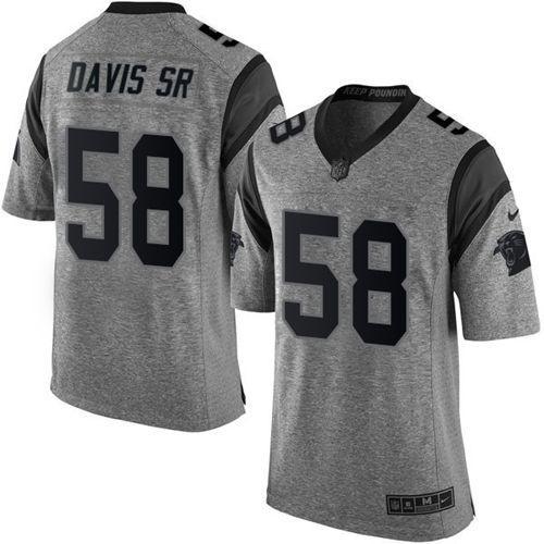 Nike Carolina Panthers #58 Thomas Davis Sr Gray Stitched NFL Limited Gridiron Gray Jersey