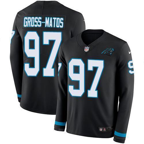 Nike Carolina Panthers #97 Yetur Gross-Matos Black Team Color Stitched NFL Limited Therma Long Sleeve Jersey