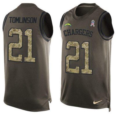 Nike Chargers #21 LaDainian Tomlinson Green Stitched NFL Limited Salute To Service Tank Top Jersey
