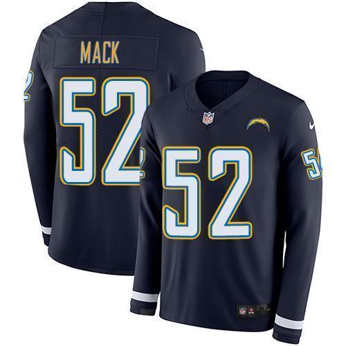 Nike Chargers #52 Khalil Mack Navy Blue Team Color Stitched NFL Limited Therma Long Sleeve Jersey