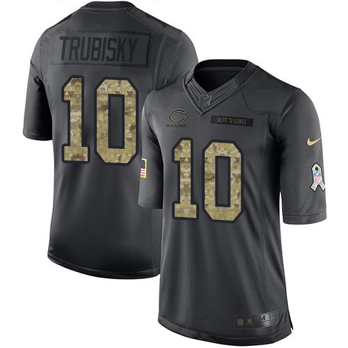 Nike Chicago Bears #10 Mitchell Trubisky Black Stitched NFL Limited 2016 Salute to Service Jersey