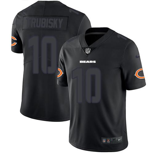 Nike Chicago Bears #10 Mitchell Trubisky Black Stitched NFL Limited Rush Impact Jersey