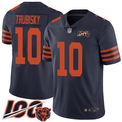 Nike Chicago Bears #10 Mitchell Trubisky Navy Blue Alternate Stitched NFL 100th Season Vapor Limited Jersey