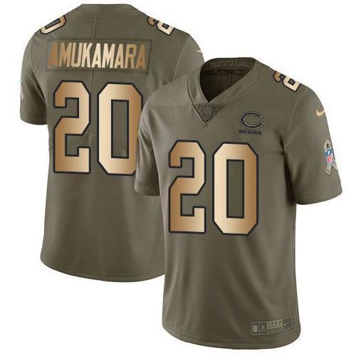 Nike Chicago Bears #20 Prince Amukamara Olive/Gold Stitched NFL Limited 2017 Salute To Service Jersey