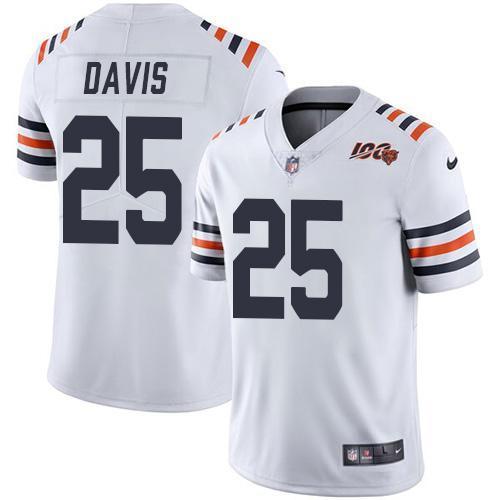 Nike Chicago Bears #25 Mike Davis White Alternate Stitched NFL Vapor Untouchable Limited 100th Season Jersey