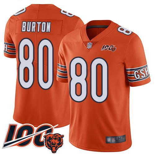 Nike Chicago Bears #80 Trey Burton Orange Stitched NFL Limited Rush 100th Season Jersey