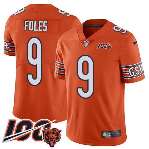 Nike Chicago Bears #9 Nick Foles Orange Stitched NFL Limited Rush 100th Season Jersey