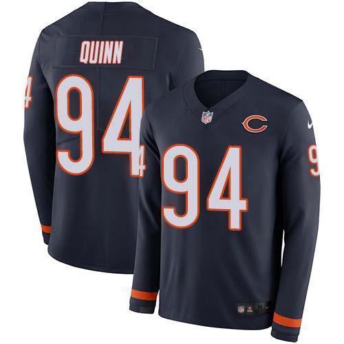 Nike Chicago Bears #94 Robert Quinn Navy Blue Team Color Stitched NFL Limited Therma Long Sleeve Jersey