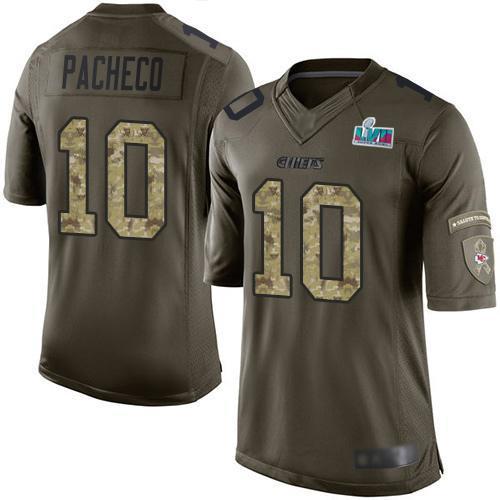 Nike Chiefs #10 Isiah Pacheco Green Super Bowl LVII Patch Stitched NFL Limited 2015 Salute To Service Jersey