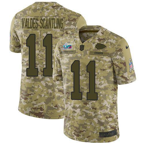 Nike Chiefs #11 Marquez Valdes-Scantling Camo Super Bowl LVII Patch Stitched NFL Limited 2018 Salute To Service Jersey