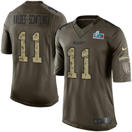 Nike Chiefs #11 Marquez Valdes-Scantling Green Super Bowl LVII Patch Stitched NFL Limited 2015 Salute To Service Jersey