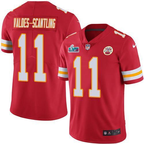 Nike Chiefs #11 Marquez Valdes-Scantling Red Team Color Super Bowl LVII Patch Stitched NFL Vapor Untouchable Limited Jersey