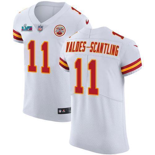 Nike Chiefs #11 Marquez Valdes-Scantling White Super Bowl LVII Patch Stitched NFL Vapor Untouchable Elite Jersey