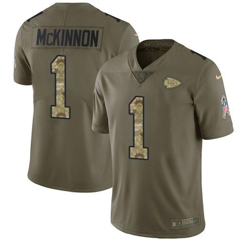 Nike Chiefs #1 Jerick McKinnon Olive/Camo Stitched NFL Limited 2017 Salute To Service Jersey