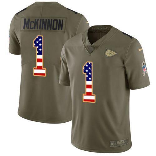 Nike Chiefs #1 Jerick McKinnon Olive/USA Flag Stitched NFL Limited 2017 Salute To Service Jersey
