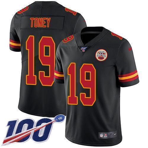 Nike Chiefs #19 Kadarius Toney Black Stitched NFL Limited Rush 100th Season Jersey