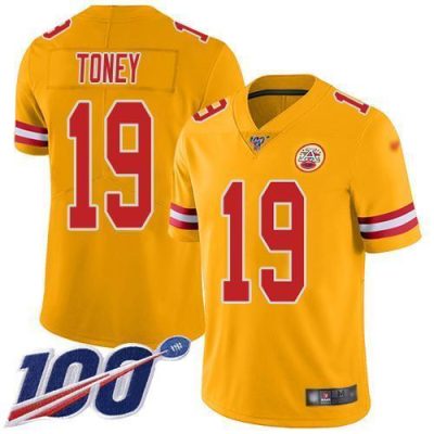 Nike Chiefs #19 Kadarius Toney Gold Stitched NFL Limited Inverted Legend 100th Season Jersey
