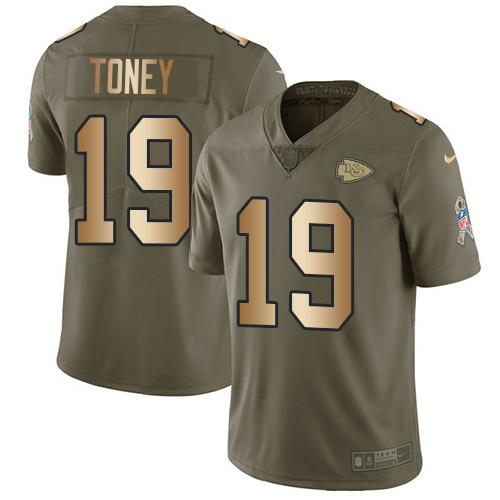Nike Chiefs #19 Kadarius Toney Olive/Gold Stitched NFL Limited 2017 Salute To Service Jersey