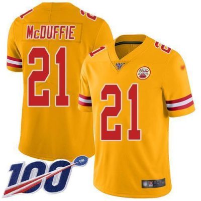 Nike Chiefs #21 Trent McDuffie Gold Stitched NFL Limited Inverted Legend 100th Season Jersey