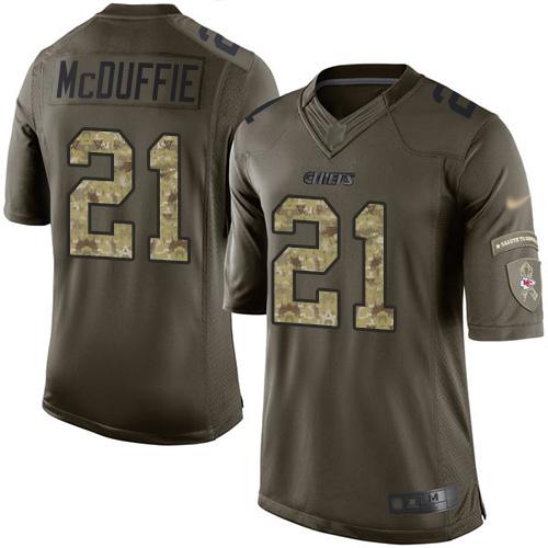 Nike Chiefs #21 Trent McDuffie Green Stitched NFL Limited 2015 Salute To Service Jersey