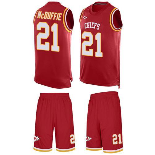 Nike Chiefs #21 Trent McDuffie Red Team Color Stitched NFL Limited Tank Top Suit Jersey