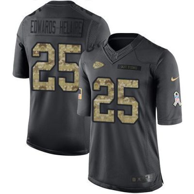 Nike Chiefs #25 Clyde Edwards-Helaire Black Stitched NFL Limited 2016 Salute To Service Jersey