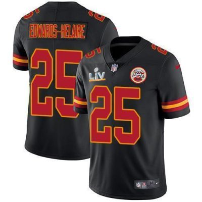 Nike Chiefs #25 Clyde Edwards-Helaire Black Super Bowl LV Bound Stitched NFL Limited Rush Jersey