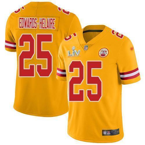Nike Chiefs #25 Clyde Edwards-Helaire Gold Super Bowl LV Bound Stitched NFL Limited Inverted Legend Jersey