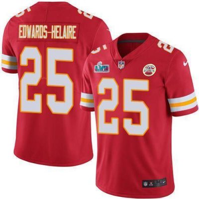 Nike Chiefs #25 Clyde Edwards-Helaire Red Team Color Super Bowl LVII Patch Stitched NFL Vapor Untouchable Limited Jersey