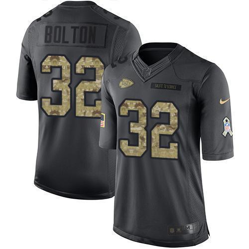 Nike Chiefs #32 Nick Bolton Black Stitched NFL Limited 2016 Salute To Service Jersey