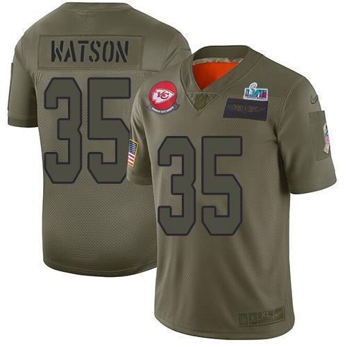Nike Chiefs #35 Jaylen Watson Camo Super Bowl LVII Patch Stitched NFL Limited 2019 Salute To Service Jersey