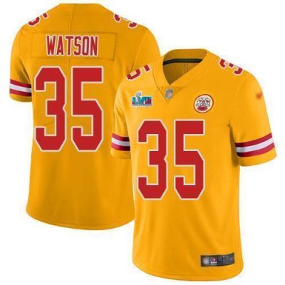 Nike Chiefs #35 Jaylen Watson Gold Super Bowl LVII Patch Stitched NFL Limited Inverted Legend Jersey