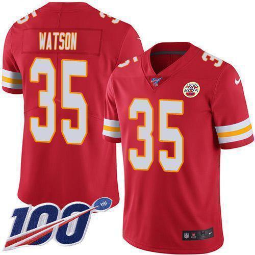 Nike Chiefs #35 Jaylen Watson Red Team Color Stitched NFL 100th Season Vapor Limited Jersey