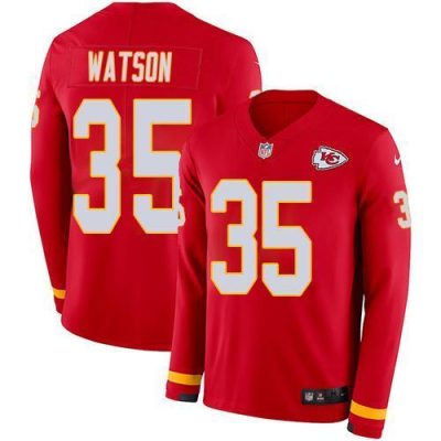 Nike Chiefs #35 Jaylen Watson Red Team Color Stitched NFL Limited Therma Long Sleeve Jersey