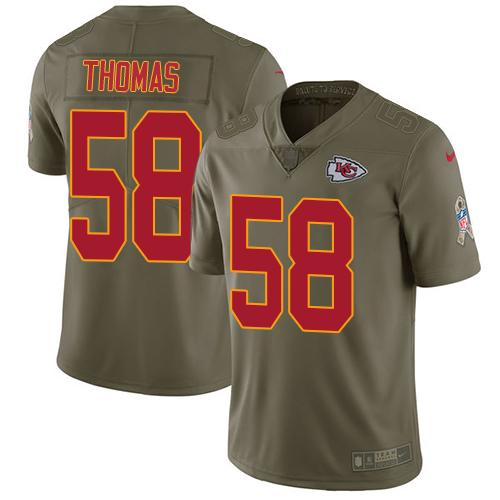 Nike Chiefs #58 Derrick Thomas Olive Stitched NFL Limited 2017 Salute To Service Jersey