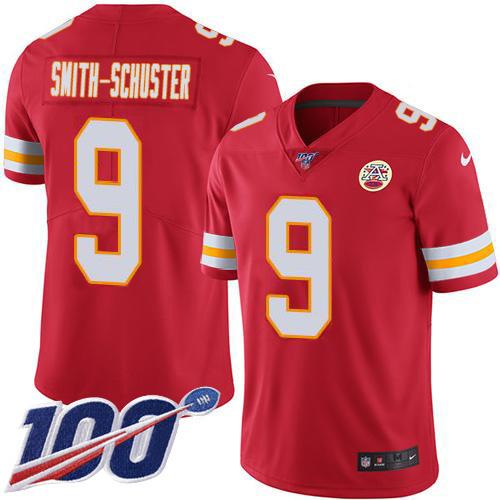 Nike Chiefs #9 JuJu Smith-Schuster Red Team Color Stitched NFL 100th Season Vapor Limited Jersey