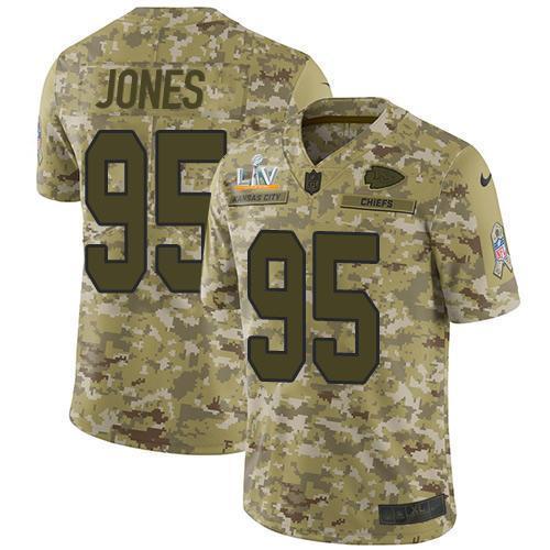 Nike Chiefs #95 Chris Jones Camo Super Bowl LV Bound Stitched NFL Limited 2018 Salute To Service Jersey