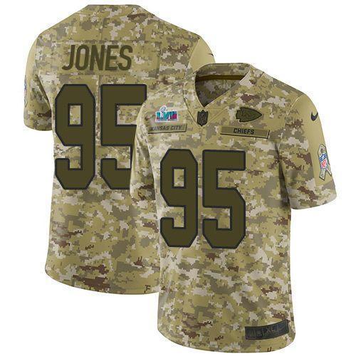 Nike Chiefs #95 Chris Jones Camo Super Bowl LVII Patch Stitched NFL Limited 2018 Salute To Service Jersey