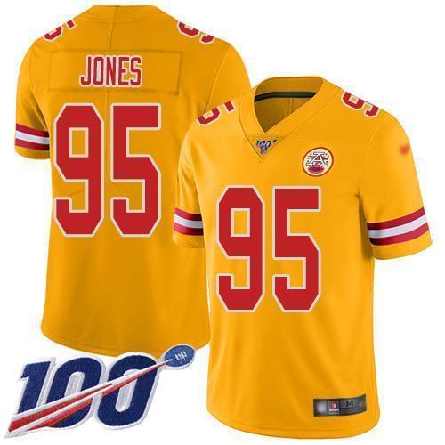 Nike Chiefs #95 Chris Jones Gold Stitched NFL Limited Inverted Legend 100th Season Jersey