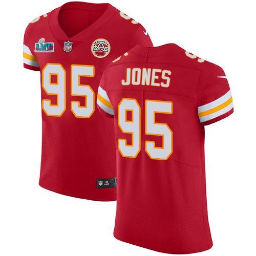 Nike Chiefs #95 Chris Jones Red Team Color Super Bowl LVII Patch Stitched NFL Vapor Untouchable Elite Jersey