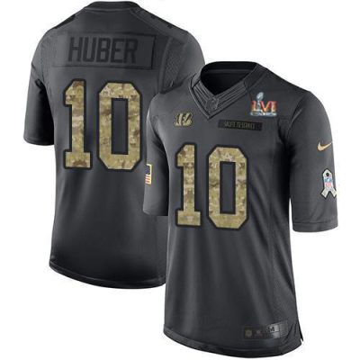 Nike Cincinnati Bengals #10 Kevin Huber Black Team Color Super Bowl LVI Patch Stitched NFL Limited Therma Long Sleeve Jersey