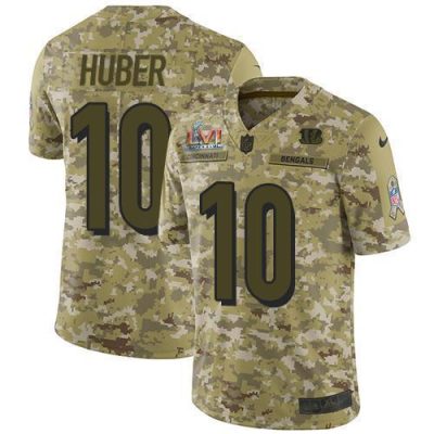 Nike Cincinnati Bengals #10 Kevin Huber Camo Super Bowl LVI Patch Stitched NFL Limited 2018 Salute To Service Jersey
